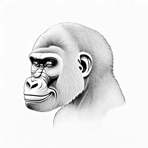 Gorilla Head Partly Skull Face