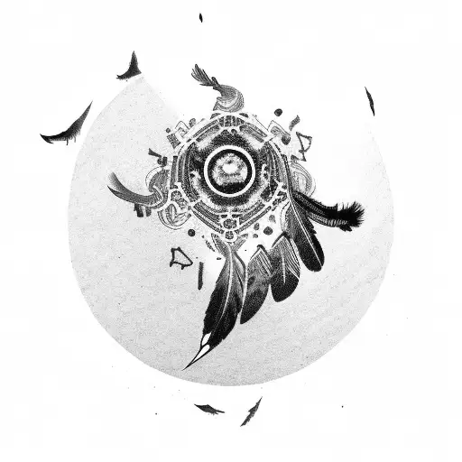 Revolver With Raven Feathers Swirling Around It