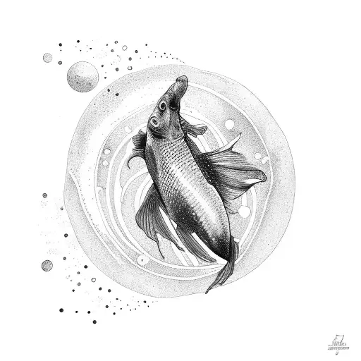 Betta Fish Swiming In Space