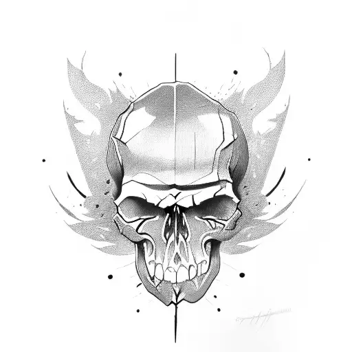 Skull With Helemt Biting A Knife