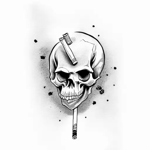 Skull Smoking A Cigarette