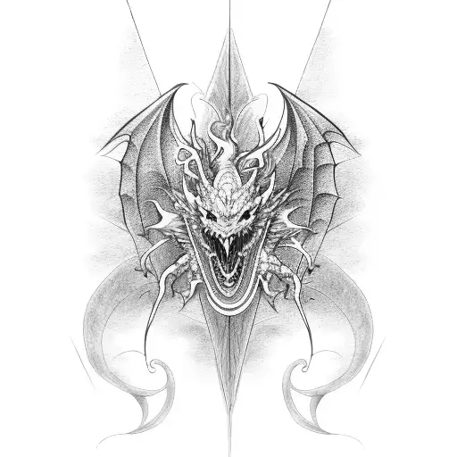 Dragon With Angel Wings And Fire