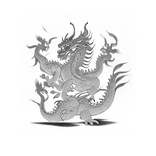 Ancient Chinese With Flowers And Dragons