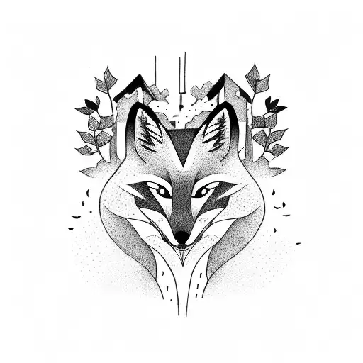 Origami Jumping Jumping Fox Form Side With Trees And Woods Inside