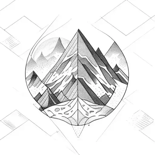 Geometric Dotwork Tattoo Of A Mountain Range Inspired By Ancient Norse Rock Carvings