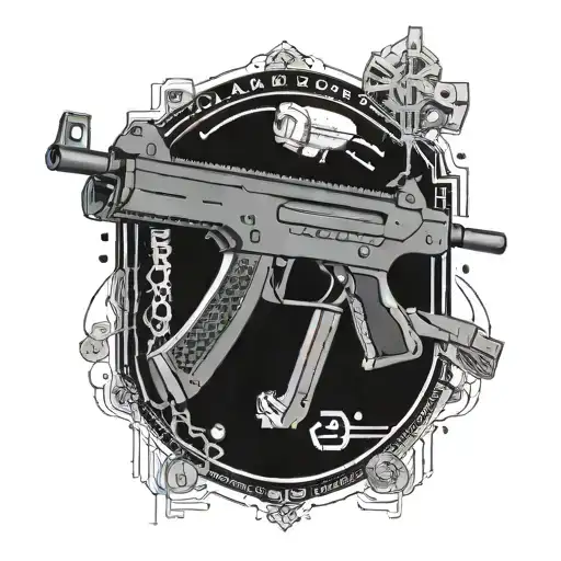 Create A Futuristic Design Featuring A Steyr Aug Gun Integrated With Programming Code