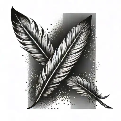 Create A Dotwork Tattoo Of A Feather With Hebrew Script Intertwined