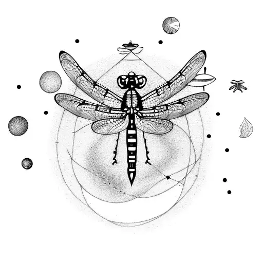 Pisces Constellation With Dragonfly And Saturn In Colors