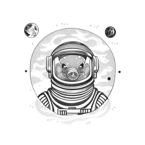 Cartoon Style Astronaut Bearded Pig Piloting A Ufo