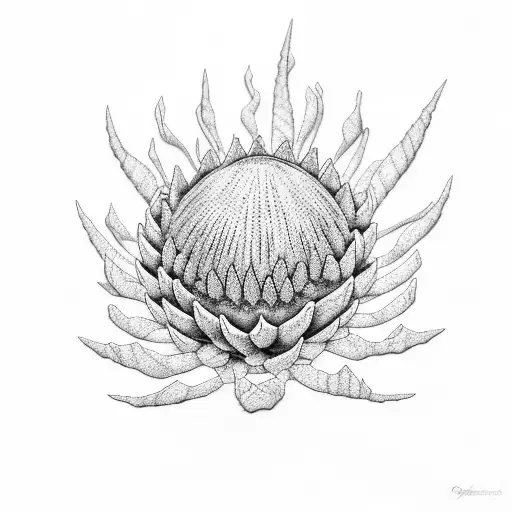 Protea Flower And Ocean Waves