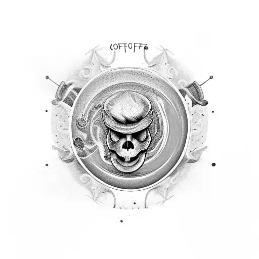 A Cup Of Coffee With Steam In The Shape Of A Skull Coming Out Of It