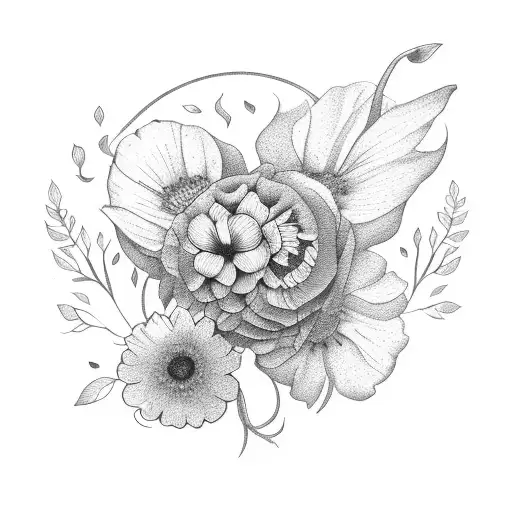 Bouquet Of Birth Flower Of August October June And February