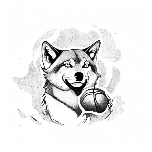 A Sawmill Worker Holding A Basketball While Surrounded By A Forest Filled With Wolves