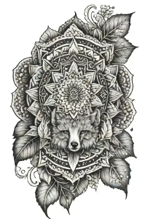 An Intricate Dotwork Tattoo Of A Mandala Design Incorporating Elements Of Nature And Animals