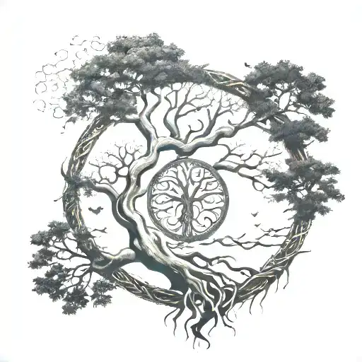 An Intricate Tree Of Life Intertwined With Norse Symbols