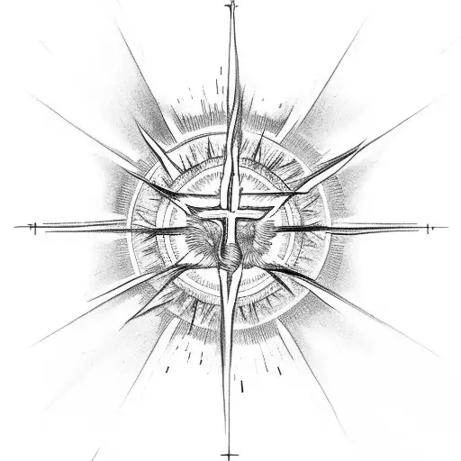 Christian Cross With Sun Light And Angels