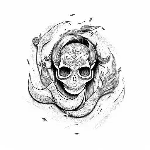Mermaid With Skull Face