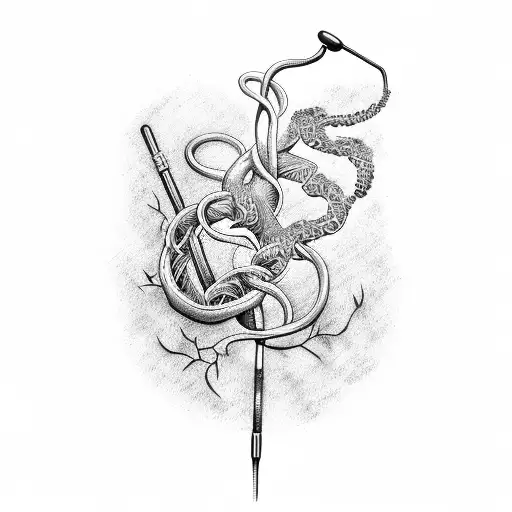 Stethoscope Intertwined With A Vine Of Medicinal Herbs