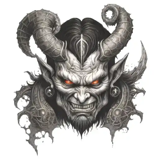 A Menacing Portrait Of A Demon With Glowing Eyes