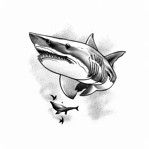 Shark Surrounding Vase With Caravel