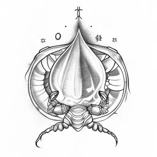 Scorpio Zodiac Sign With Starts Along With A Symbol Representing A Clam Person