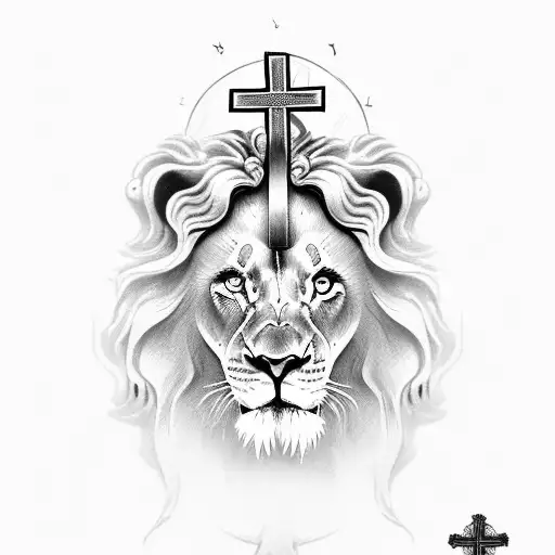 Jesus On Cross With Lion For Chest