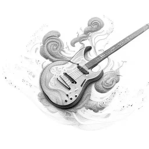 A Guitar With Lyrics Flowing Out Like Smoke