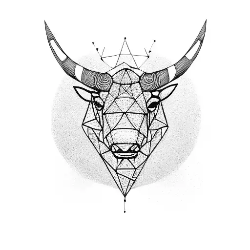 Geometric Minimal Bull Head Tribal