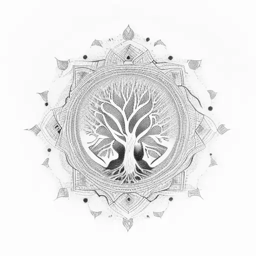 Tree Of Life Whose Roots Transform To A Mandala