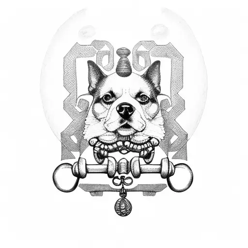 A Dog Wearing A Zimbabwean Tribal Necklace While Lifting Weights