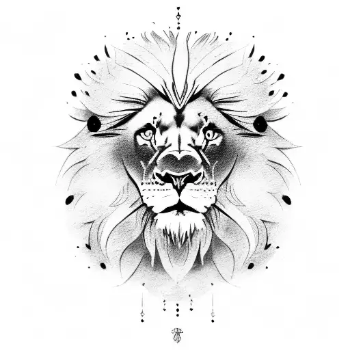 Front Lion Head With Crow