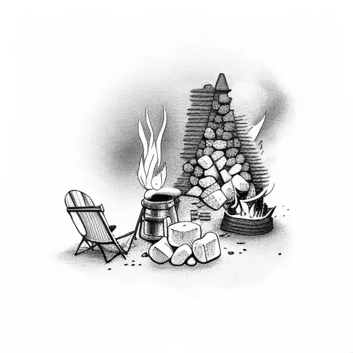 Beer Roasting A Marshmallow Over A Fire At A Campsite