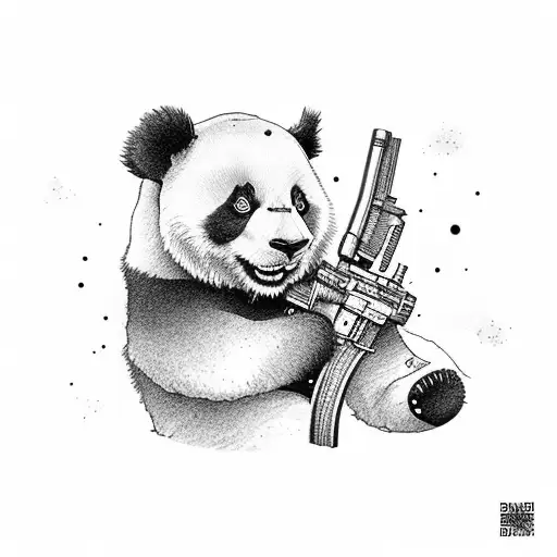 Cute Panda With Gun In Hands M416
