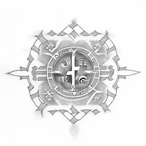 Norse Tattoo Vegvisir Mjolnir Runes