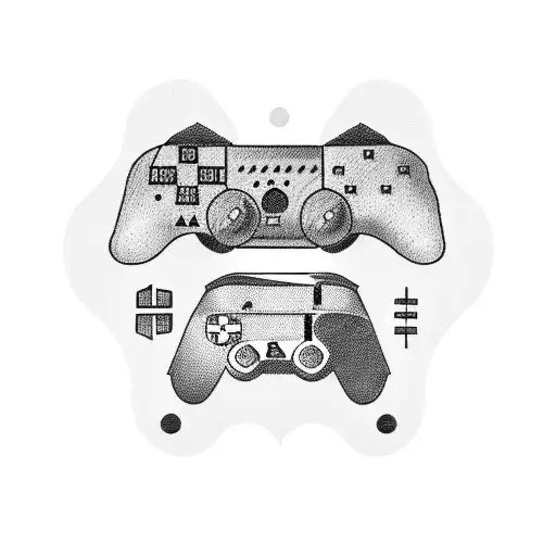 A Tattoo Of Jesus Surrounded By Video Game Controllers And Fast Food Items