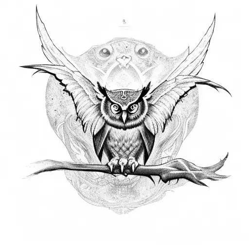 Evil Owl With Wings Spread