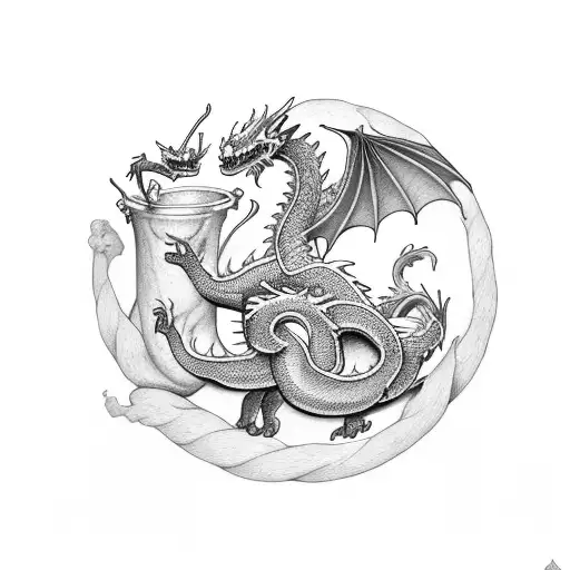 Dragon Drinking Beer