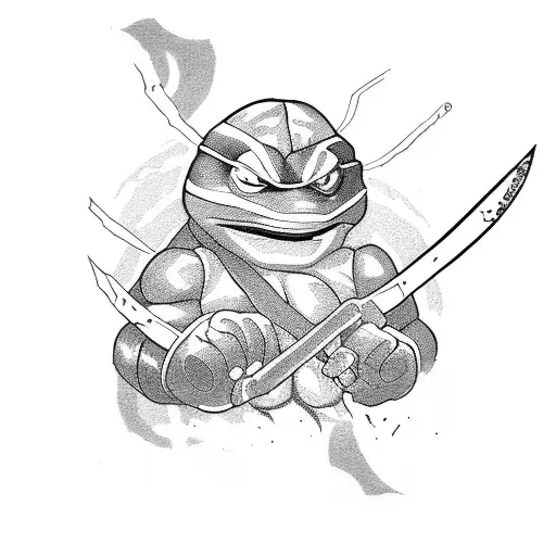 Abstract Tattoo Of Ninja Turtles 90S Cartoon In Black