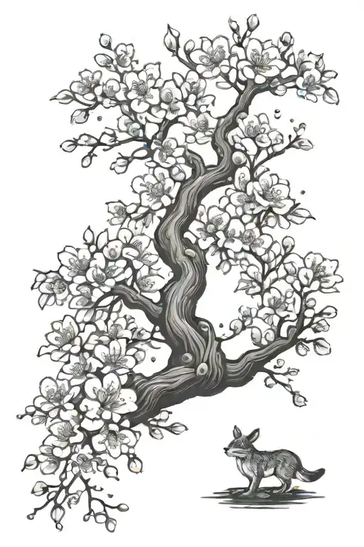 Intricate Japanese Cherry Blossom Tree Growing From A Drifting Tire