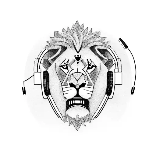 A Lion Wearing Headphones And Djing On A Turntable