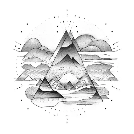 River Sunrise Circle Triangle