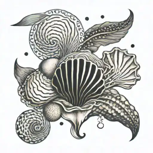 An Abstract Representation Of Love Intertwined With Ocean Waves And Seashells