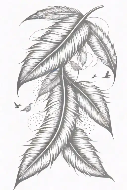 Narrow Hanging Feather With Small Birds