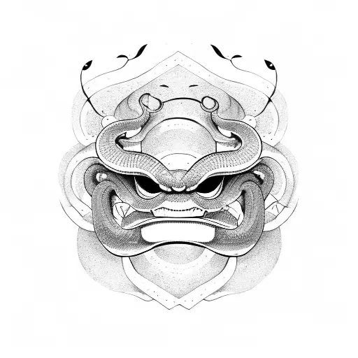 Snake With Oni Mask