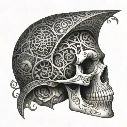 Skull Surrounded By Intricate Geometric Patterns Inspired By Estonian Folklore