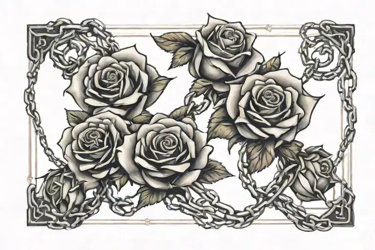 Chains Wrapping Around A Rose With Thorns Wrapping