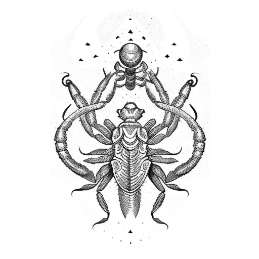 An Intricate Tarot Card Featuring A Scorpion As The Main Symbol