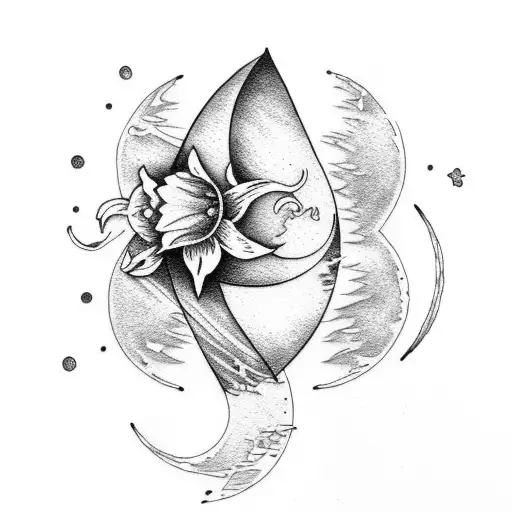 Crescent Moon With Daffodil