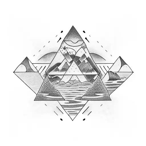 River Sunrise Circle Triangle