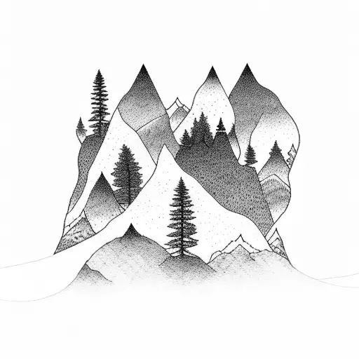 Mountain Range With Trees